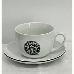 Starbucks Coffee Branded White Cup & Saucer Set Microwave & Dishwasher Safe Gift